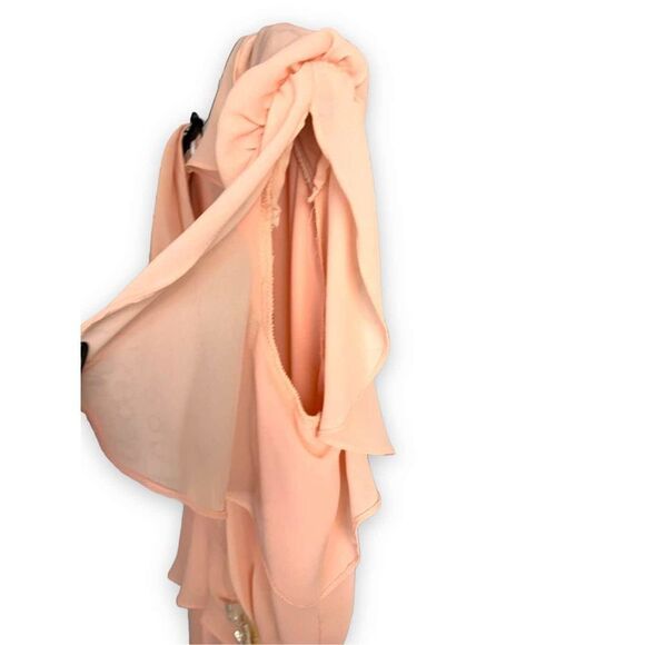 Late 70’s Early 80’s Midi Chiffon Flutter Dress - Picture 6 of 11